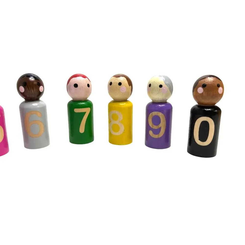 Hand Painted Peg Dolls Numbers Counting Nature Montessori Waldorf Educational